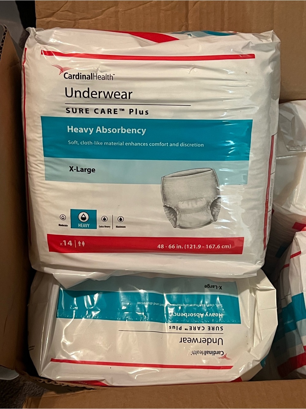 Cardinal Health Heavy Absorbency Underwear - X-Large (White/Teal) 4packs ( NEW)